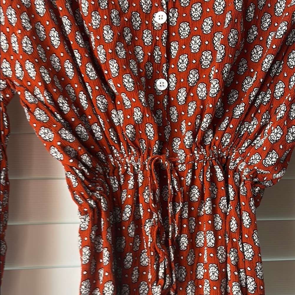 Christy Dawn Rust Floral Midi Dress – Deadstock Fabric, Size Small - Picture 3 of 5